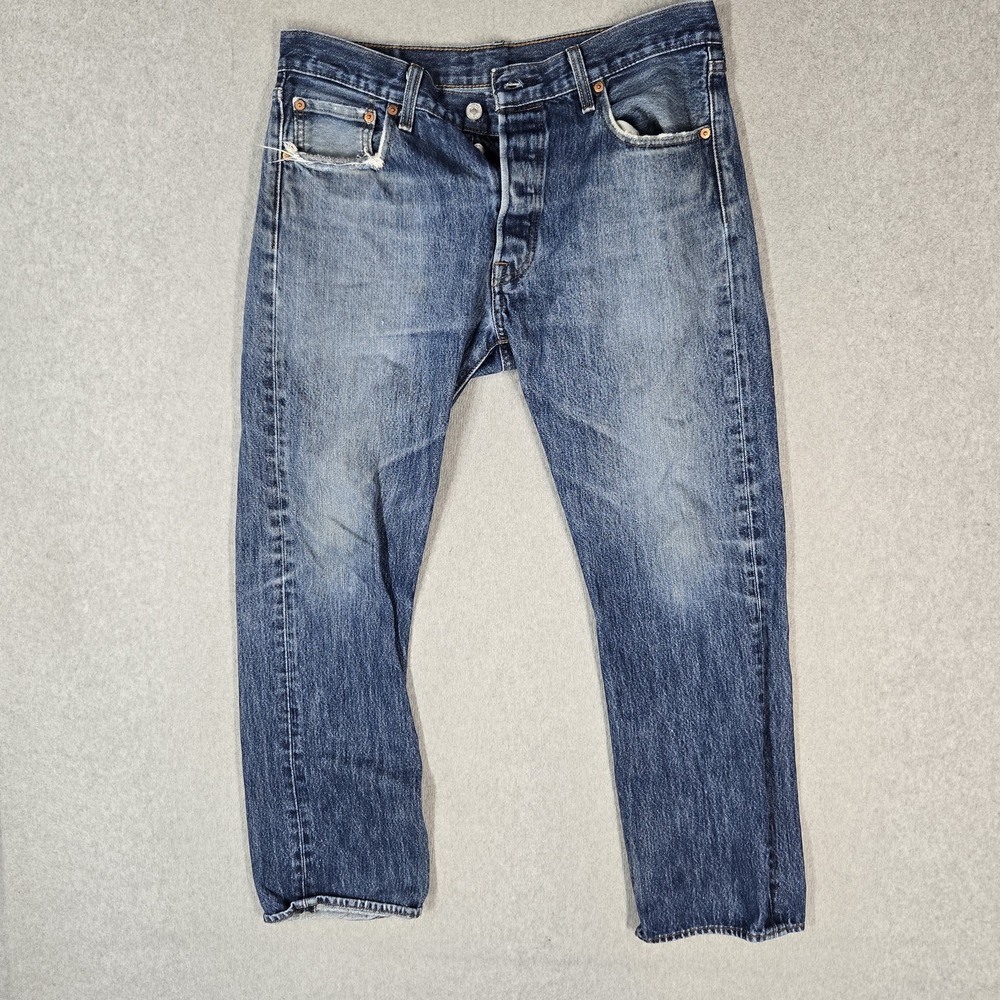 Levi's 501 Men Jeans 34X30 Blue Denim 28" Inseam Original Straight